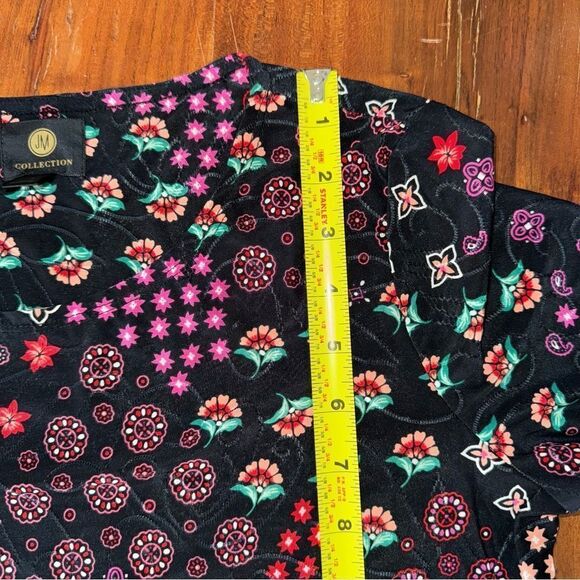 JM COLLECTIONS Printed Jacquard 3/4-Sleeve Top small - Picture 6 of 11
